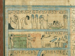 Papyrus of Anhai. The dead woman with her hair forwards and bending her body as a sign of respect. XX Dynasty. Ancient Egypt . British Museum.