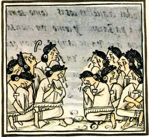 Aztec ritual weeping; Florentine Codex, Book 1. Photo: http://www.mexicolore.co.uk