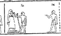 Sem priest opening the mouth with his little finger. Rekhmire. Ancient Egypt