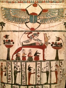 Coffin of Denit-Aset from Persian Period. Isis over the mummy. Ancient Egypt. Torontos Royal Ontario Museum