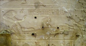 Isis over Osiris. Temple of Abydos. Sethos I. Ancient Egypt.