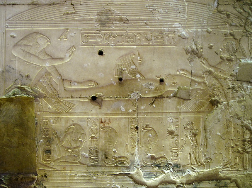 Isis over Osiris. Temple of Abydos. Sethos I. Ancient Egypt. 