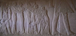 Mourner pulling hair. Mastaba of Mereruka. Ancient Egypt. Photo Mª Rosa Valdesogo