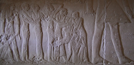 Common mourners from the mastaba of Mereruka.  Photo Mª Rosa Valdesogo