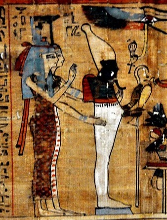 Isis and Nephthys in a Papyrus from Turin. Ancient Egypt.
