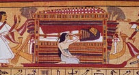 Papyrus of Ani. The two professional mourners at both extremes of the corpse. Ancient Egypt