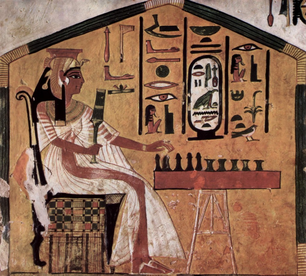 Nefertari playing board game Senet. Ancient Egypt