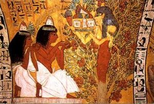 Goddess offering to the deads from the tree. Tomb of Sennedjem. Photo: touregypt.