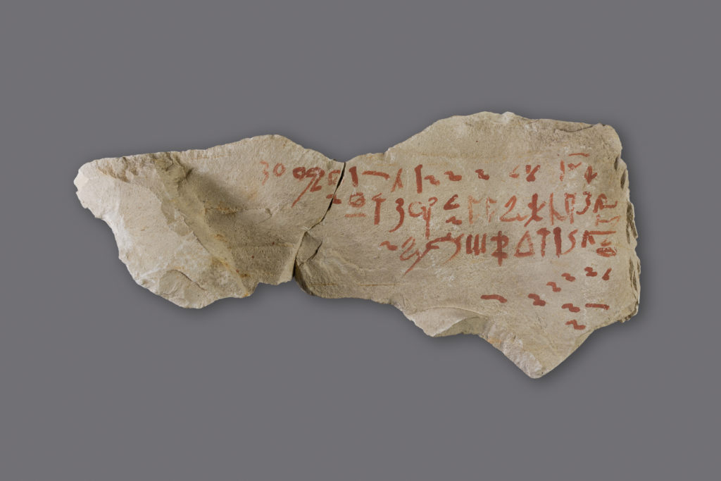 Hieratic Ostracon with the beginning of The Instructions of Amenemope. Photo wikipedia.org