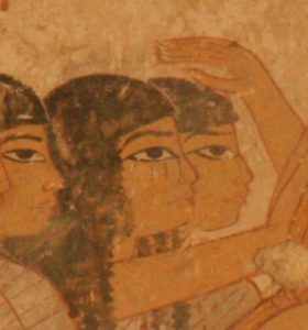 Mourning women with teardrops from their eyes. Detail from the tomb of Ramose. Photo: María Rosa Valdesogo.
