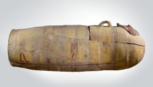 Clay Coffin of Men. Dynasty XVIII. Tell el-Yahoudiyeh (tomb 411). Musées Royaux d'Art et d'Histoire de Bruxelles, E.4348. Photo: MRAH